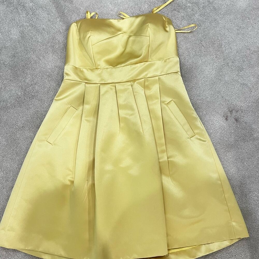 Max & Cleo Yellow Strapless Sweetheart A-Line Dress, size 12